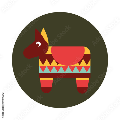 mexican donkey pinata celebration festive decoration traditional block and flat icon