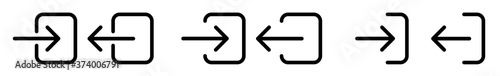 Login Logout Icon Black | User Log In Out Illustration | Account Access Symbol | Enter Exit Logo | Entrance Entry Sign | Isolated | Variations