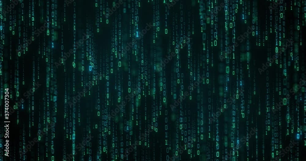 Binary code background. Data of 0 and 1 flowing down screen. Abstract visual for download or digital matrix for internet data. data processing from computer CPU or IoT. Perfect for background of logos Binary code background. Data of 0 and 1 flowing down screen. Abstract visual for download or digital matrix for internet data. data processing from computer CPU or IoT. Perfect for background of logos