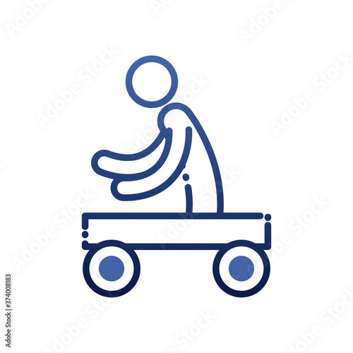 man on wheelbarrow gradient style icon vector design