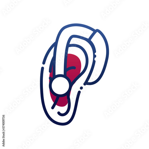 deaf ear with hearing aid gradient style icon vector design
