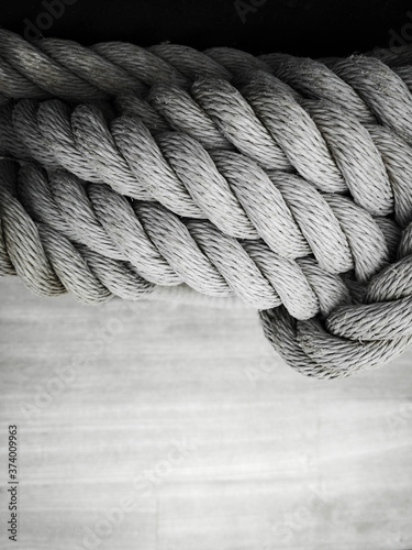 Close up of a gray nautical rope