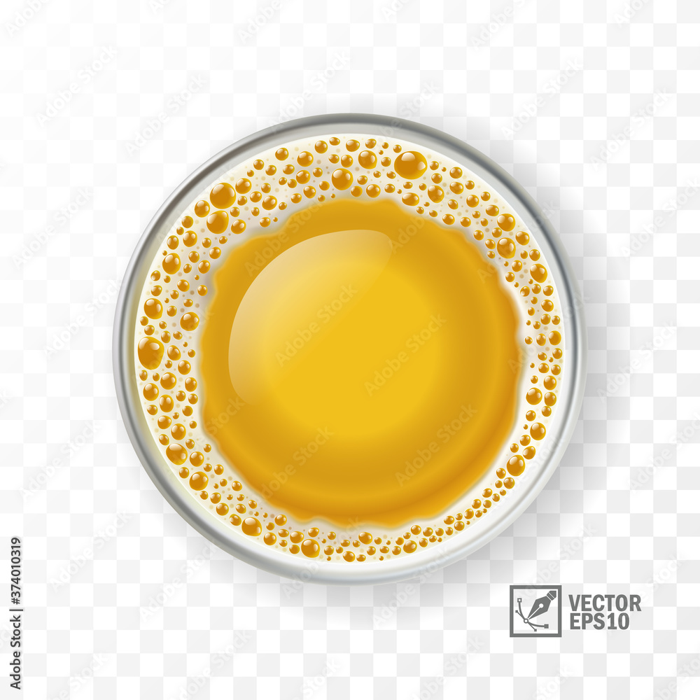 3d realistic glass of beer with foam, top view 3d realistic glass of beer with foam, top view