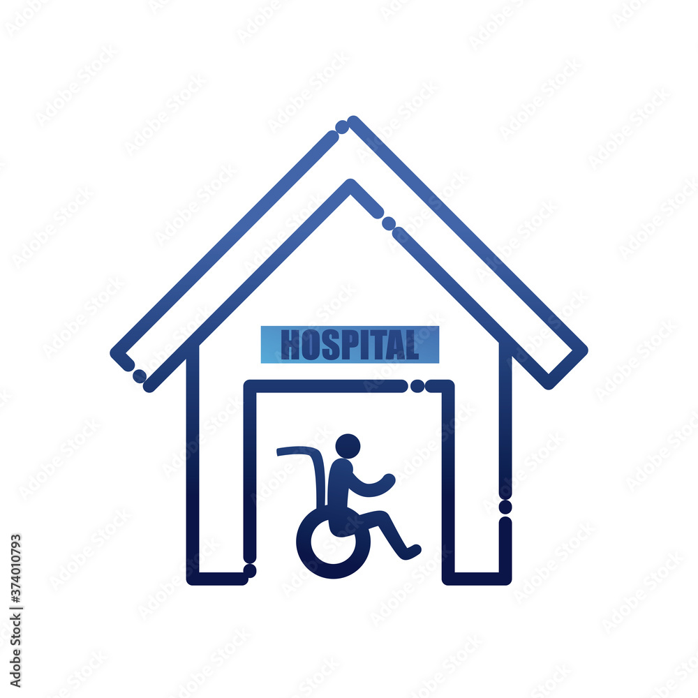 man on wheelchair in hospital gradient style icon vector design man on wheelchair in hospital gradient style icon vector design