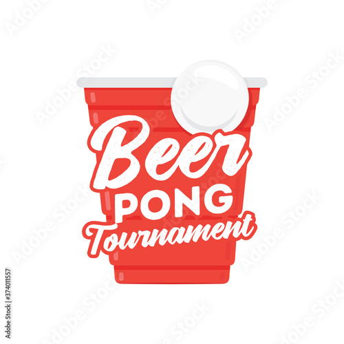 Beer Pong Tournament, Beer Pong Vector, Beer Cup, Red Cup, Ping Pong, Drinking Game Vector Illustration Background
