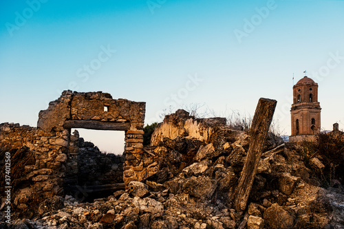 Ruins of Corbera de Ebro village in Spain after Spanish Civil War. photo