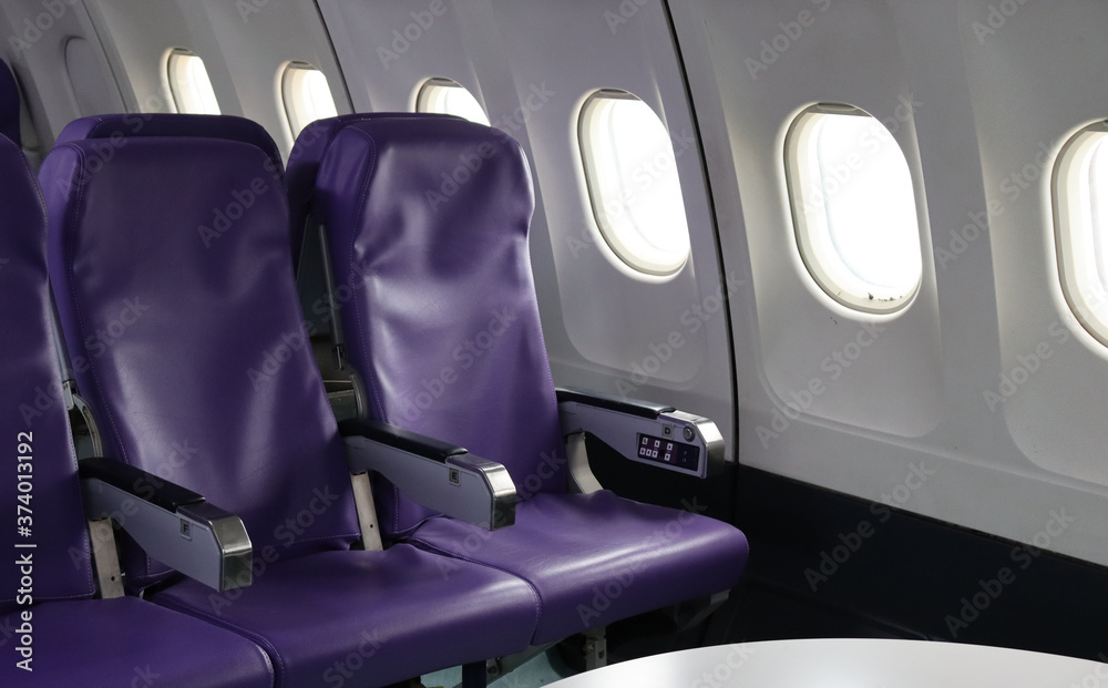 Passenger seat on the plane Inside view Passenger seat on the plane Inside view