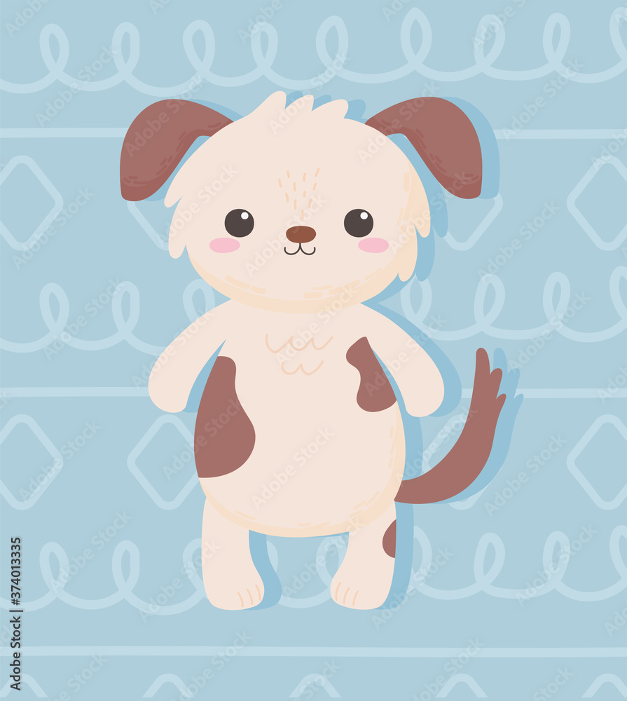 Obraz premium cute little dog animal standing cartoon blue background design