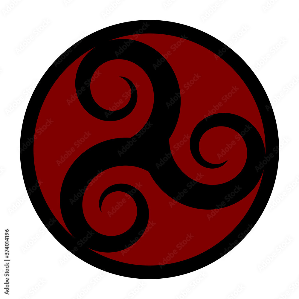Triskelion symbol icon in a red circle
