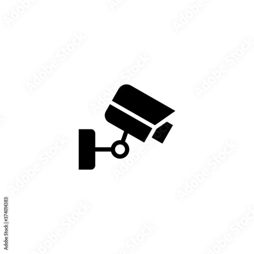 CCTV Icon in black flat glyph, filled style isolated on white background