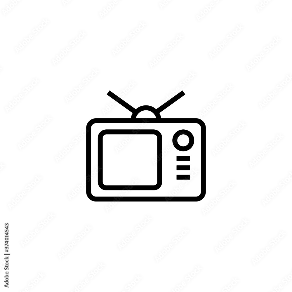 Analog TV Icon in black line style icon, style isolated on white background Analog TV Icon in black line style icon, style isolated on white background