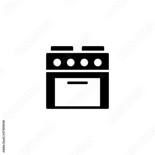 stove icon in black flat glyph, filled style isolated on white background