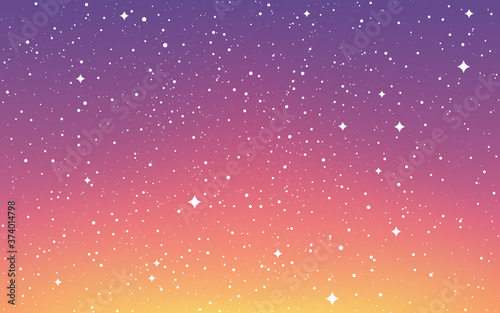 Space background. Cosmos flat design. Universe with white stars. Color galaxy with constellations. Cosmic template for flyer, brochure, poster or website. Vector illustration