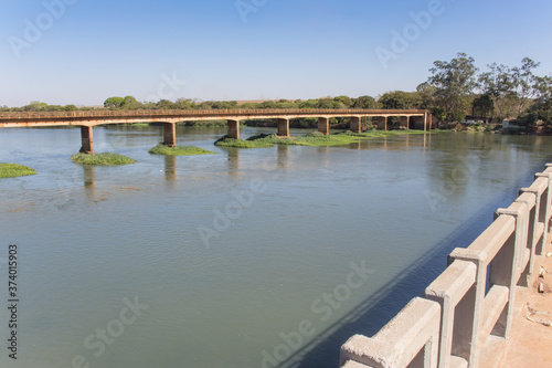 Large river with preserved banks on a sunny day - Rio Pardo - Barretos - Gua  ra - S  o Paulo - Brazil