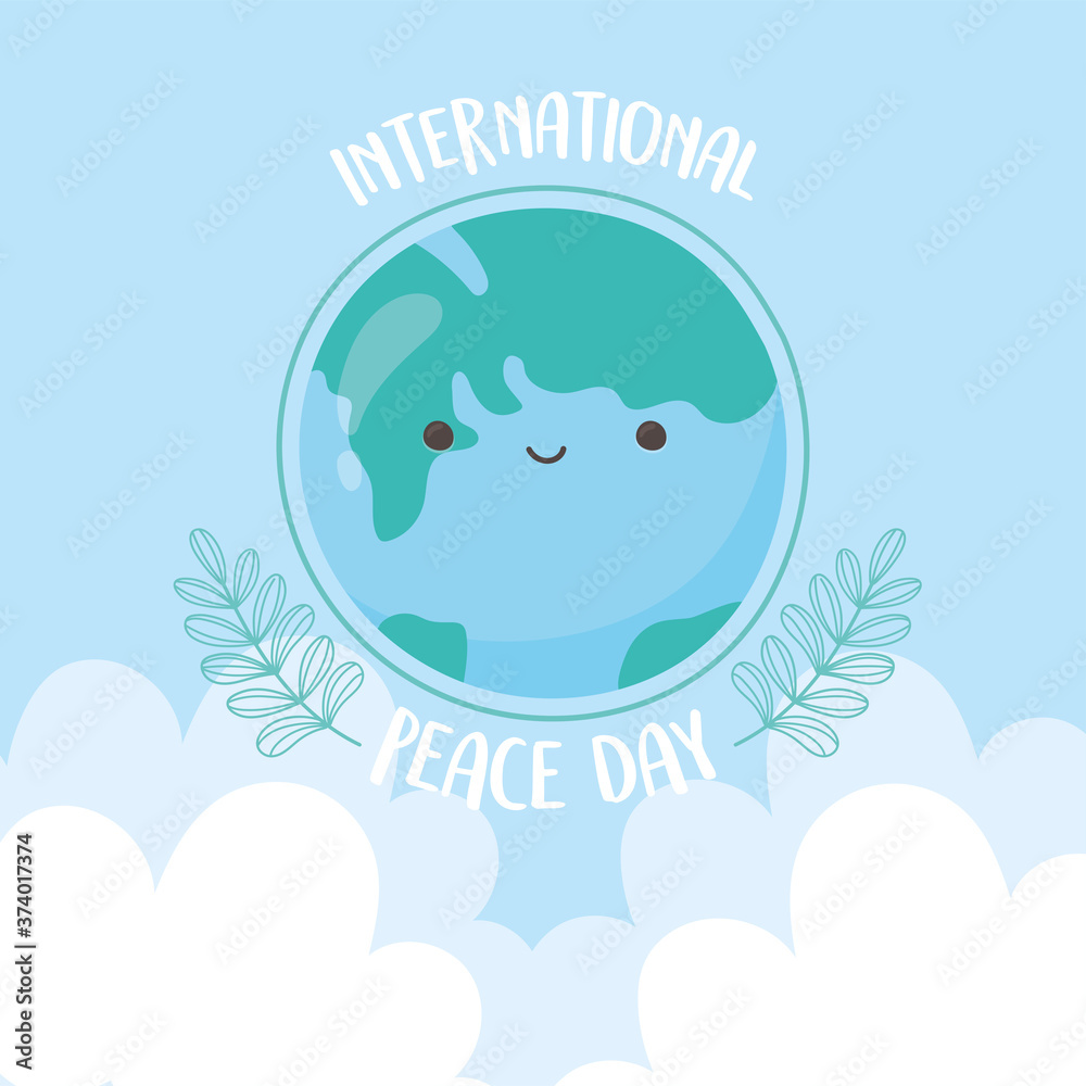 international peace day cartoon world map branch concept international peace day cartoon world map branch concept