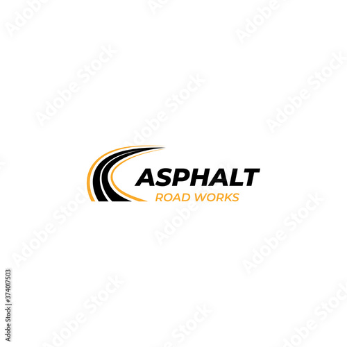 Asphalt paving, road works logo vector illustration