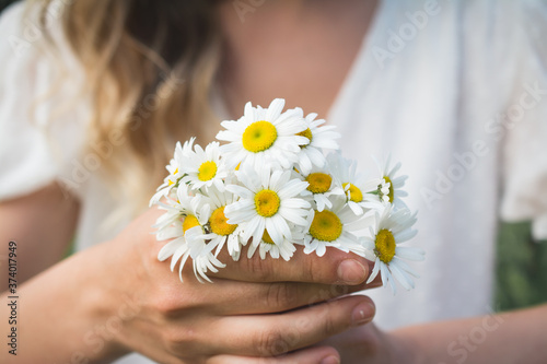 a bouquet of field daisies