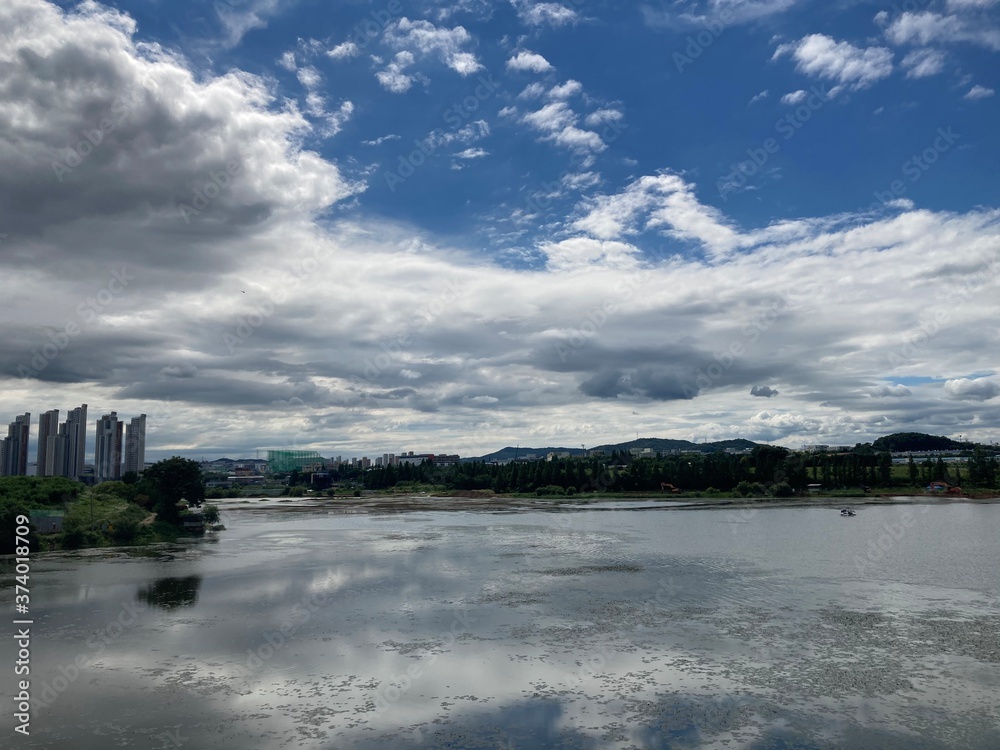 Fototapeta premium river and clouds