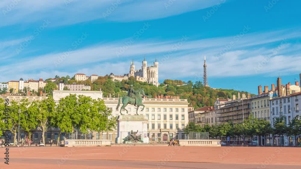 4k timelapse of sunrise at Place Bellecour with statue of King Louis XIV, Lyon, France,the main place in Lyon city center. Together with its suburbs Lyon forms the 2nd-largest metropolitan in France 4k timelapse of sunrise at Place Bellecour with statue of King Louis XIV, Lyon, France,the main place in Lyon city center. Together with its suburbs Lyon forms the 2nd-largest metropolitan in France