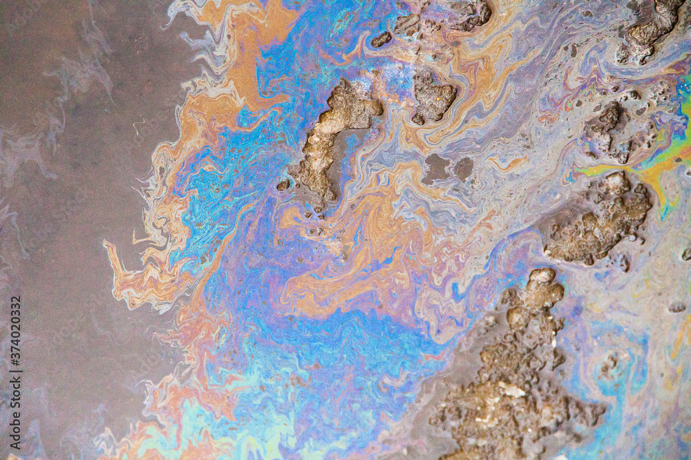 Dirty puddle with oil slick texture background