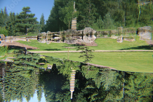 upside down reflection on pond