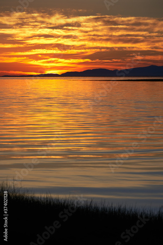 Salish Sea Sunset. Georgia Strait sunset looking towards Vancouver Island.