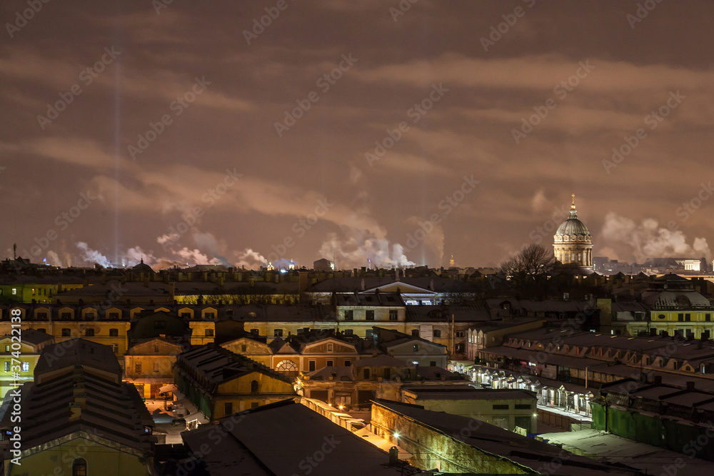 Night Winter cityscape of Saint Petersburg