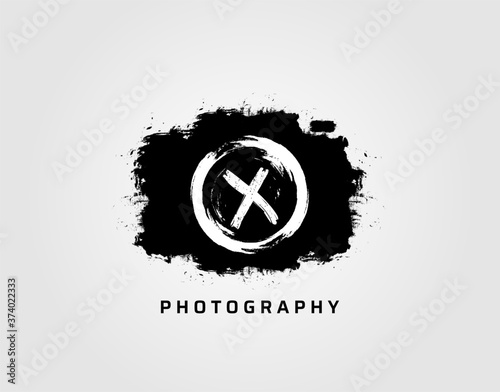Photography letter X logo design concept template. Rusty Vintage Camera Logo Icon.