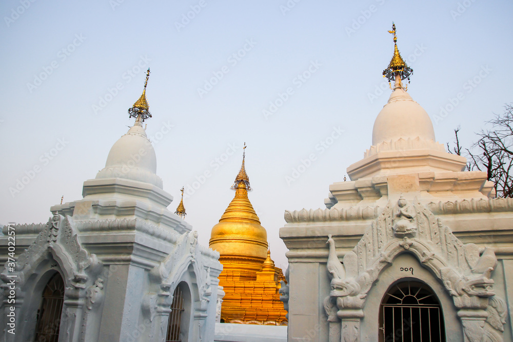 Beautiful ancient golden Buddhist temples and pagodas Myanmar Burma