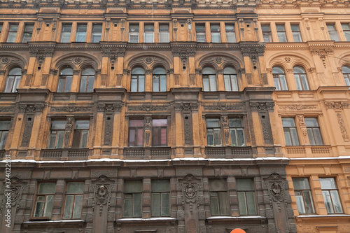 Facade of vintage classical building in Saint Petersburg