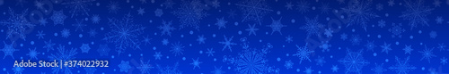 Christmas banner of various snowflakes, in blue colors