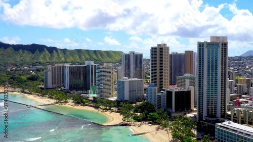 A photo of the buildings of Hawaii on the shore
