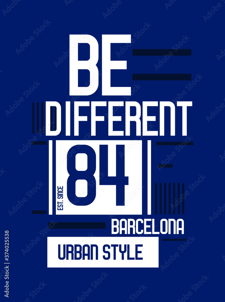 Obraz premium barcelona be different,t-shirt design fashion vector illustration