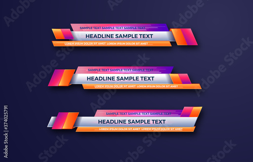 futuristic design vector interface Lower third banner Bars. Streaming Video. Breaking, Sport News.