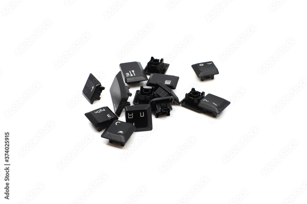 key board pieces isolated in white background key board pieces isolated in white background