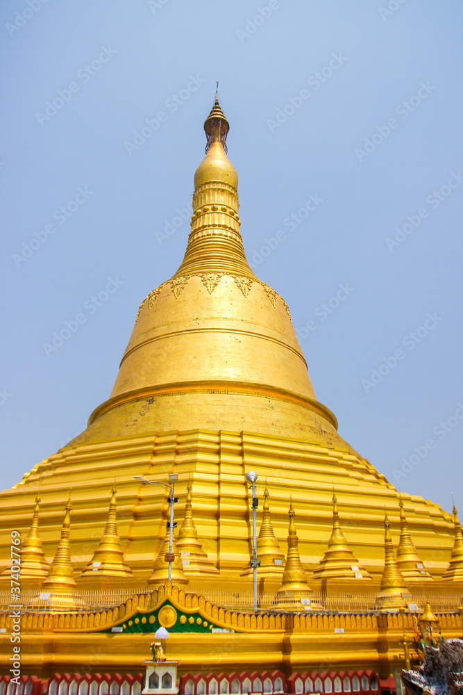 Beautiful ancient golden Buddhist temples and pagodas Myanmar Burma