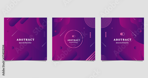 Set of Minimalist abstract background with fluid purple gradient shape, Suitable for social media post templates, banner, brochure, flyer, etc. Vector graphic of modern background