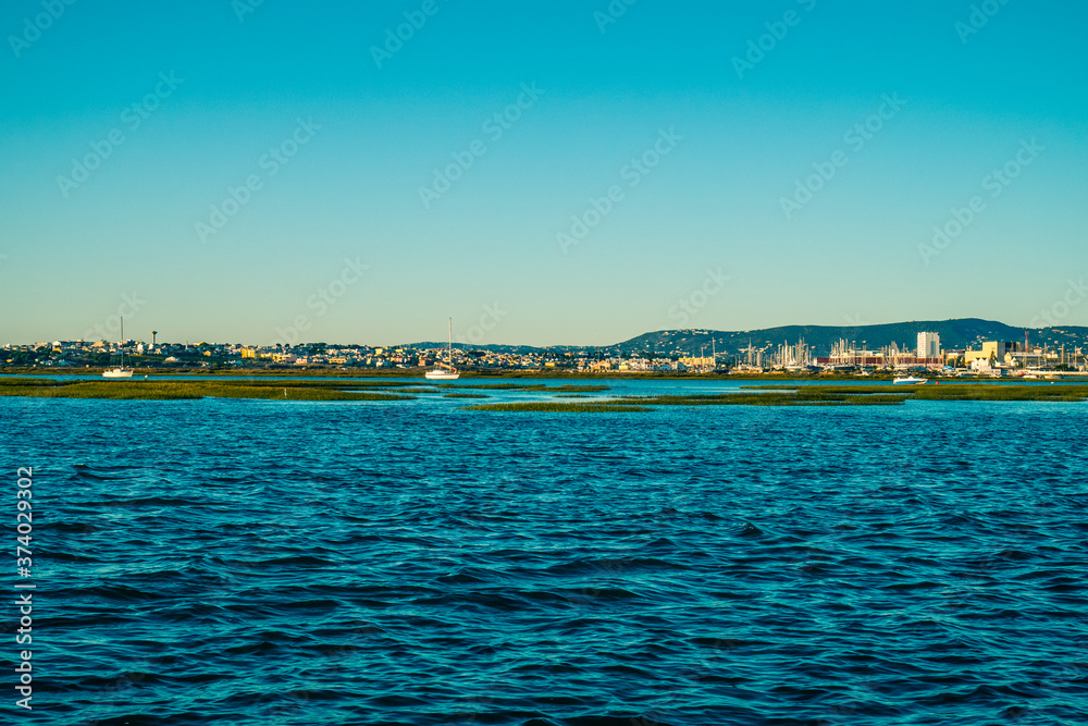 Panoramic view of City of Faro from the Sea