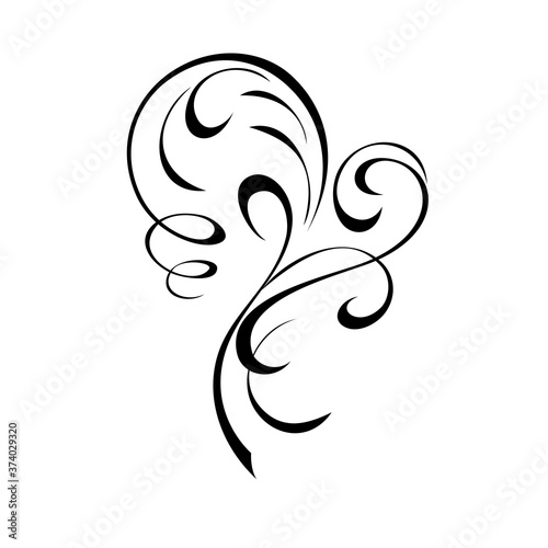 ornament 1282. decorative abstract ornament with curls in black lines on a white background