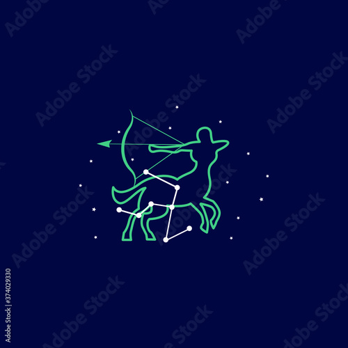 Sagittarius zodiac sign logo. vector illustration. 