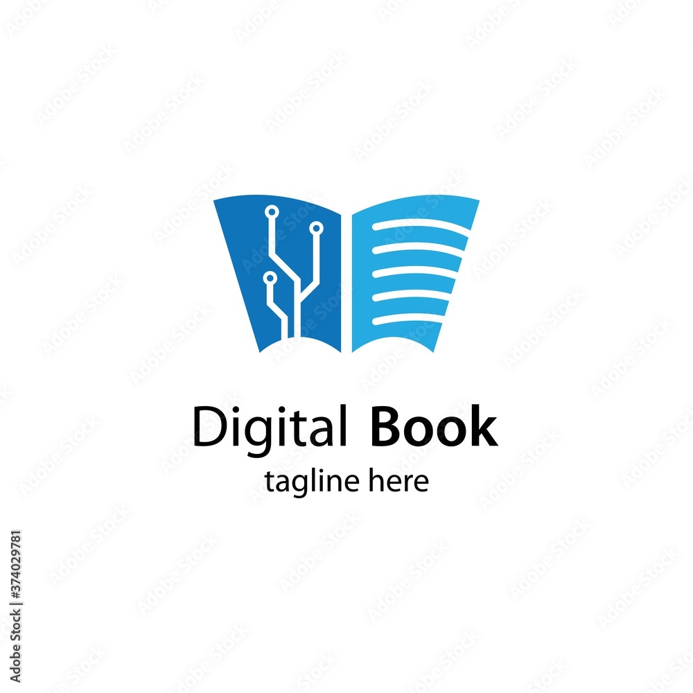 Fototapeta premium Digital book logo technology vector icon