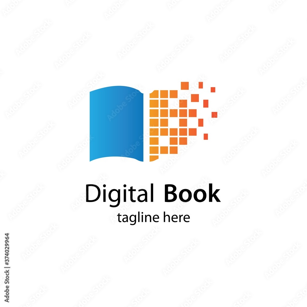 Digital book logo technology vector icon