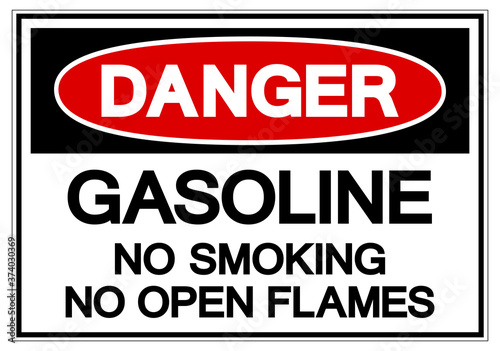 Danger Gasoline No Smoking No Open Flames Symbol Sign, Vector Illustration, Isolate On White Background Label. EPS10