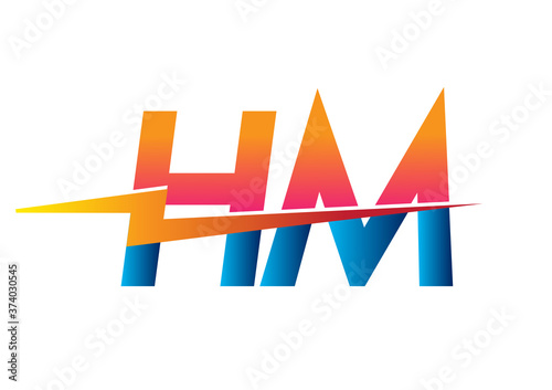Letter HM logo with Lightning icon, letter combination Power Energy Logo design for Creative Power ideas, web, business and company.