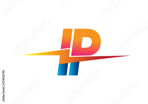 Letter IP logo with Lightning icon, letter combination Power Energy Logo design for Creative Power ideas, web, business and company.