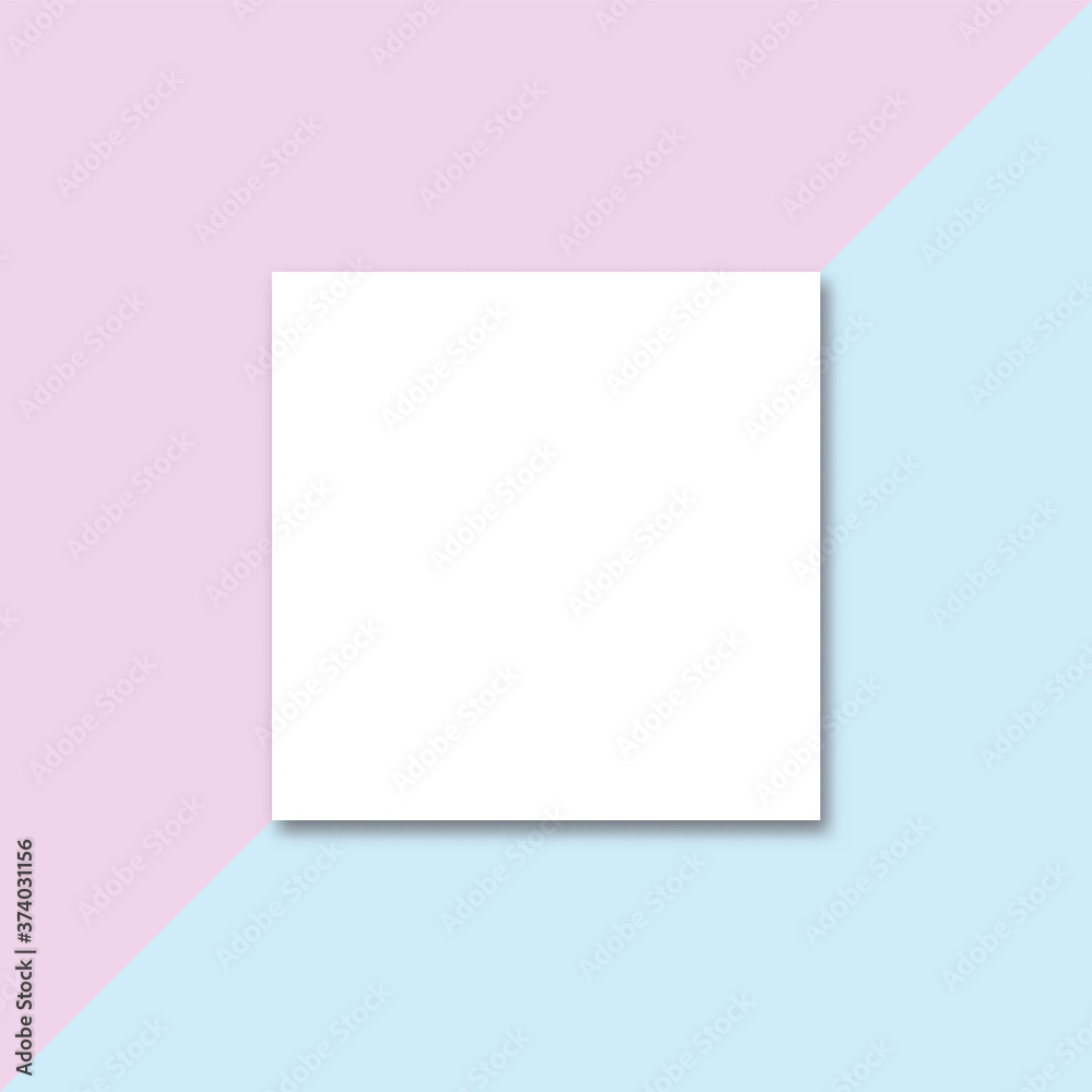 White paper blank for mock-up with pastel background pink blue color, Minimal style wallpaper