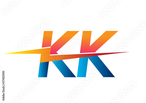 Letter KK logo with Lightning icon, letter combination Power Energy Logo design for Creative Power ideas, web, business and company. photo