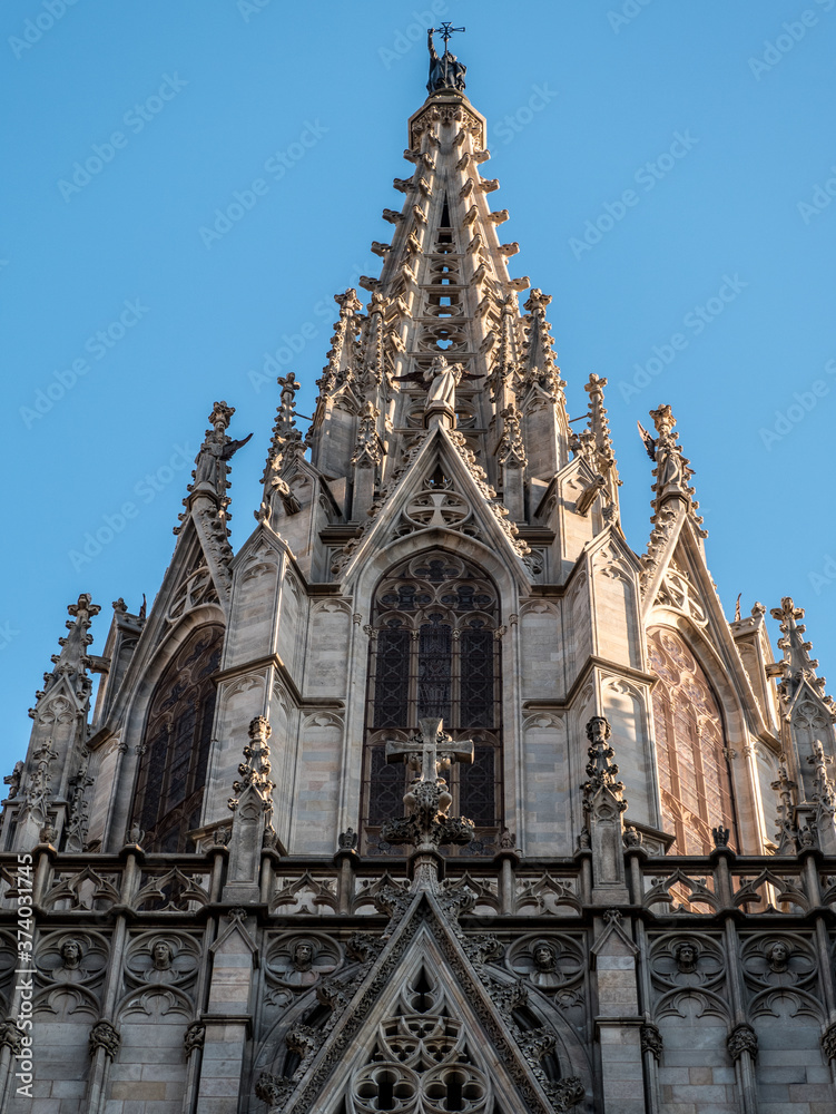Barcelona, Spain, August 23, 2015: view of Barcelona Cathedral
