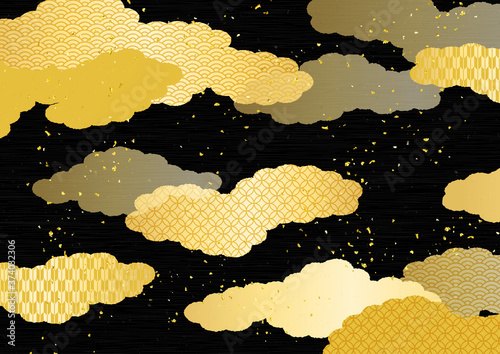 和風の雲柄背景素材