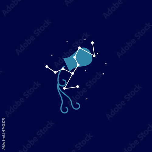 aquarius zodiac sign logo. vector illustration.